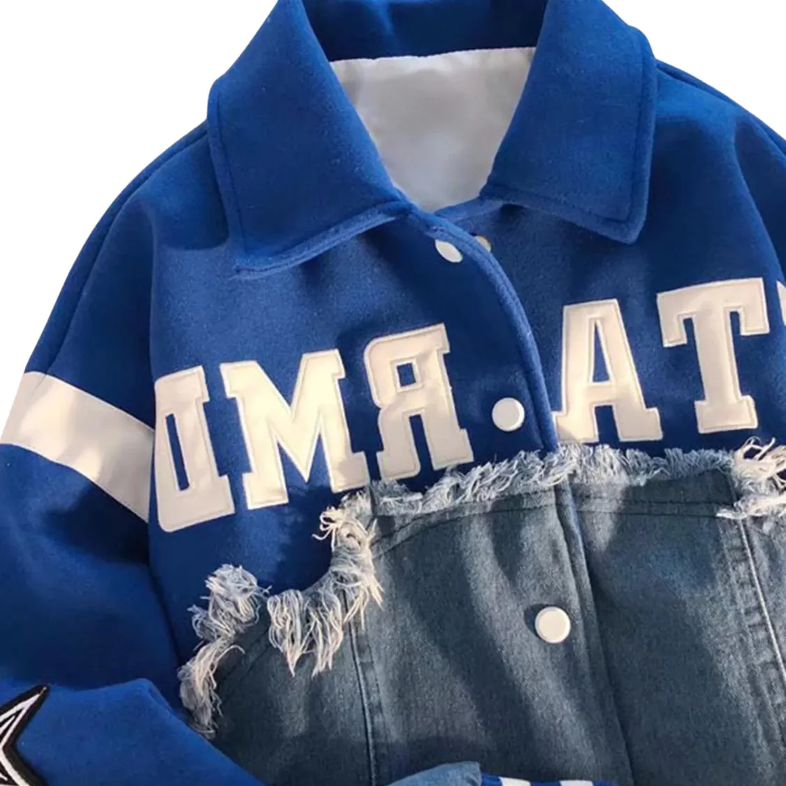 jean , veste en jean de luxe à patchwork lourd, veste en jean de baseball pour hommes